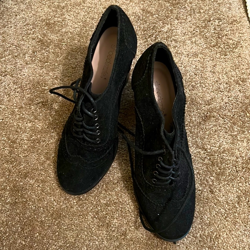 Black Oxford block Heel